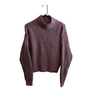 Express Chunky Mock Neck Sweater Women’s Small Petite Marled Knit Cropped